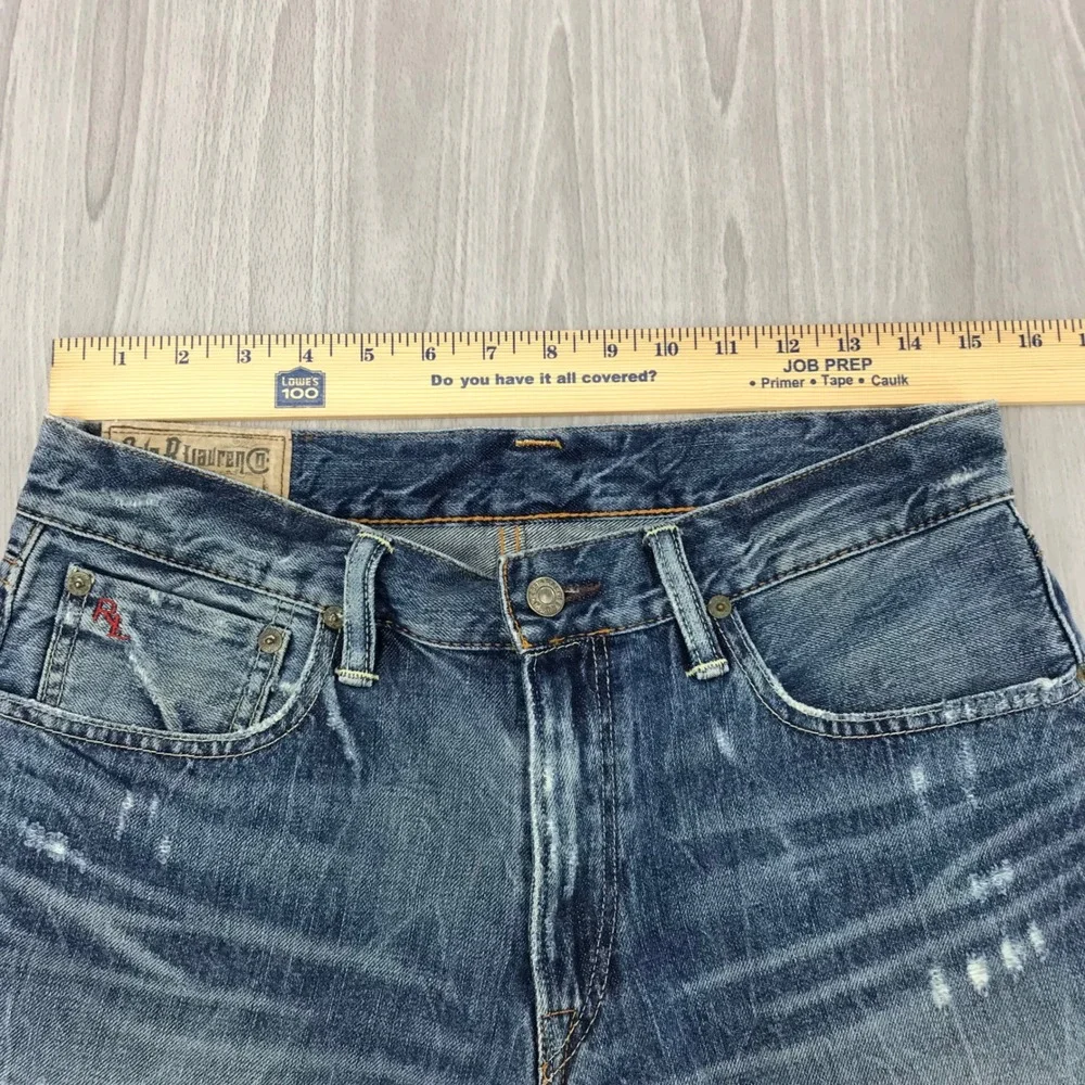 Polo Ralph Lauren Distressed Denim‎ Shorts Medium Wash Raw Hem Size 32